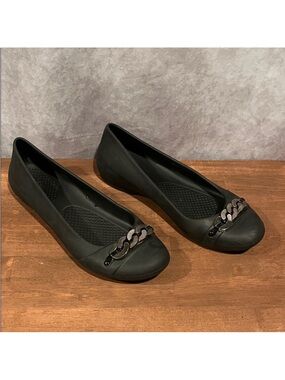 Crocs Slip On Black Chain Link Flats size 8